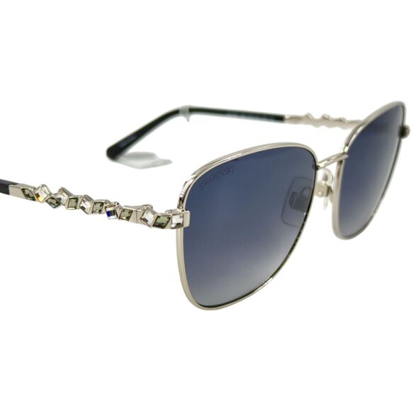 Swarovski SK0284 Womens Metal Sunglass 16C Shiny Palladium 57-16 Gray w Mirror - Picture 5 of 5